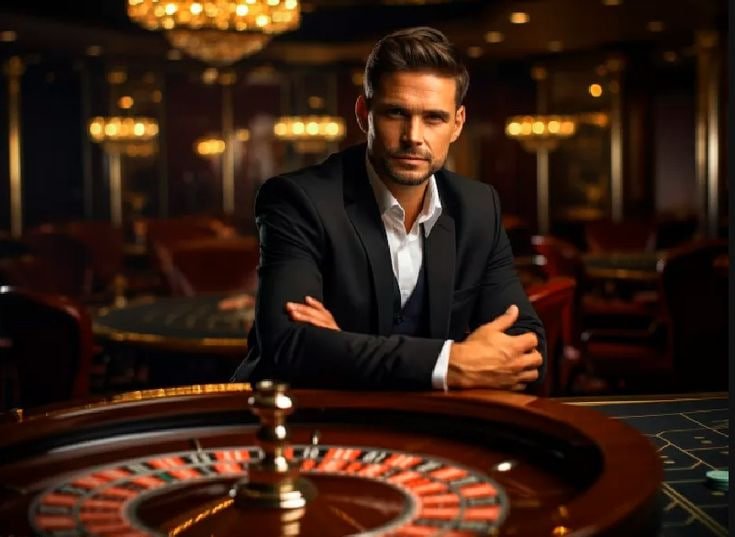 Live casino table with roulette and blackjack interface